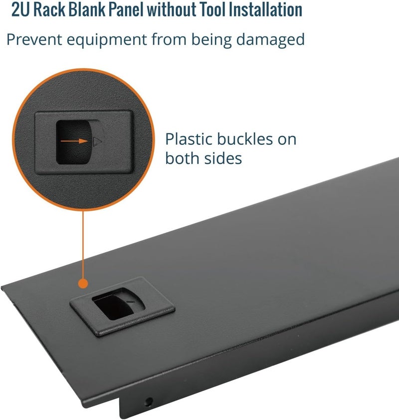 Tecmojo 5 Pack 2U Blank Panel, Cold Rolled Steel Rack Blank Panel, Rack Mount Plate for 19 in Server Rack Enclosure or Network Cabinet, Toolless Mounting, Black - Image 4